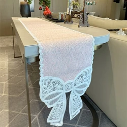 White Lace Table Runner Atmosphere Home Diningtable Decorative Cloth French Cabinet Coffeetable Vintage Pink Bow Tablerunner