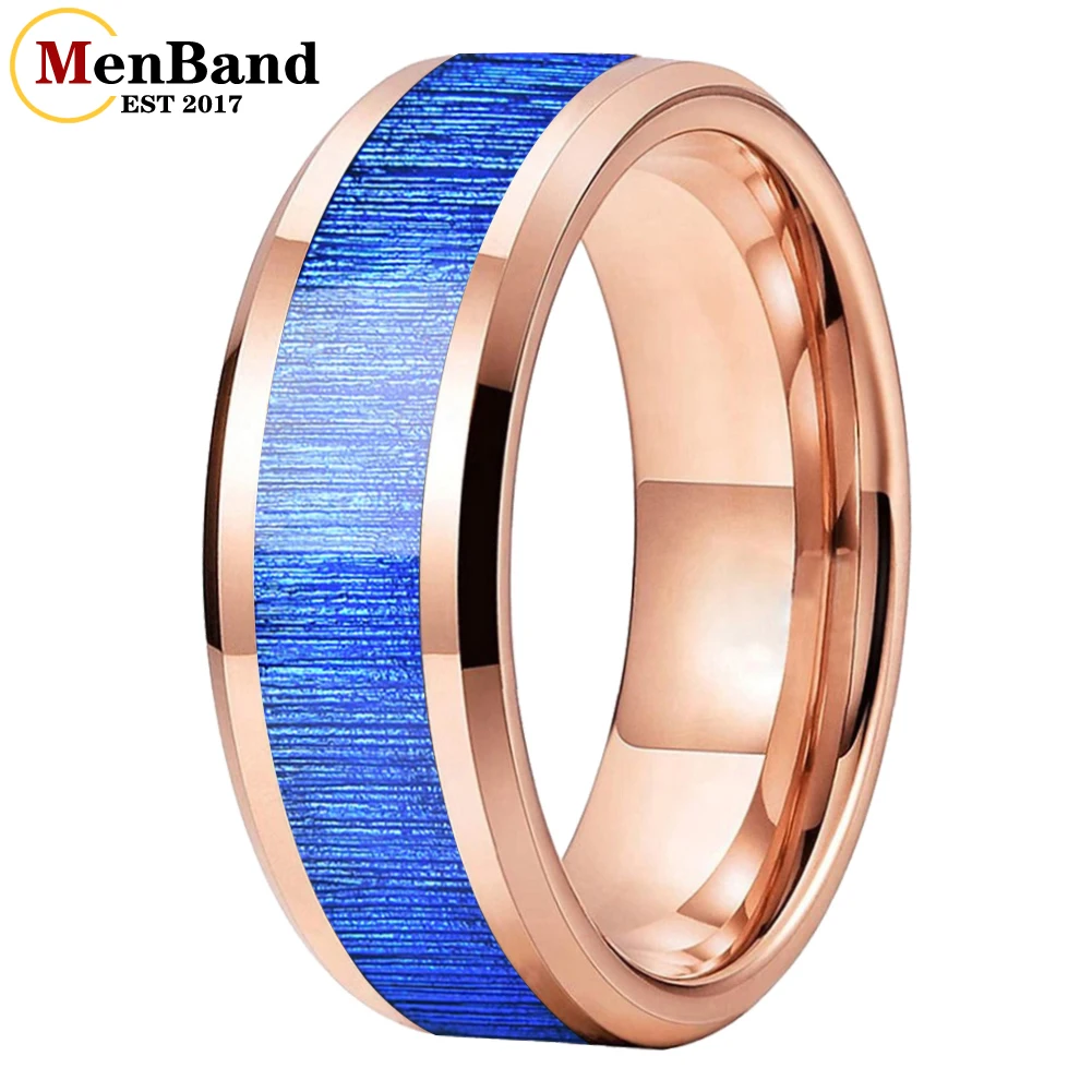 

MenBand Лидер продаж 6 мм 8 мм синие деревянные инкрустации вольфрамовые кольца для мужчин и женщин свадебные обручальные украшения комфортная посадка