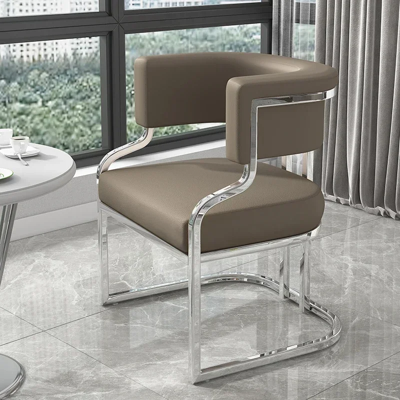 Chaises de Salle à Manger Ergonomiques en Cuir avec Accoudoir localité, Mobilier Nordique de Luxe de Styliste pour Salon