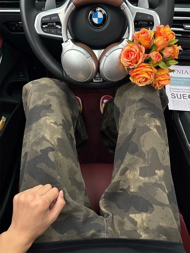 

Мужские джинсы Cleanfit American Sle с камуфляжным принтом, широкие, прямого кроя, рабочие брюки, в стиле High Street, осенне-зимние, облегающие