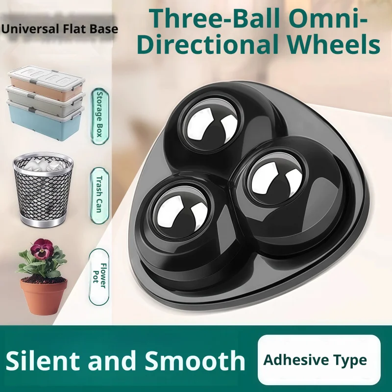 Universal Pulley Rotating Wheels, 4pcs Paste Universal Wheel No Noise Self Adhesive for Trash Can Bottom Kitchen Small Appliance