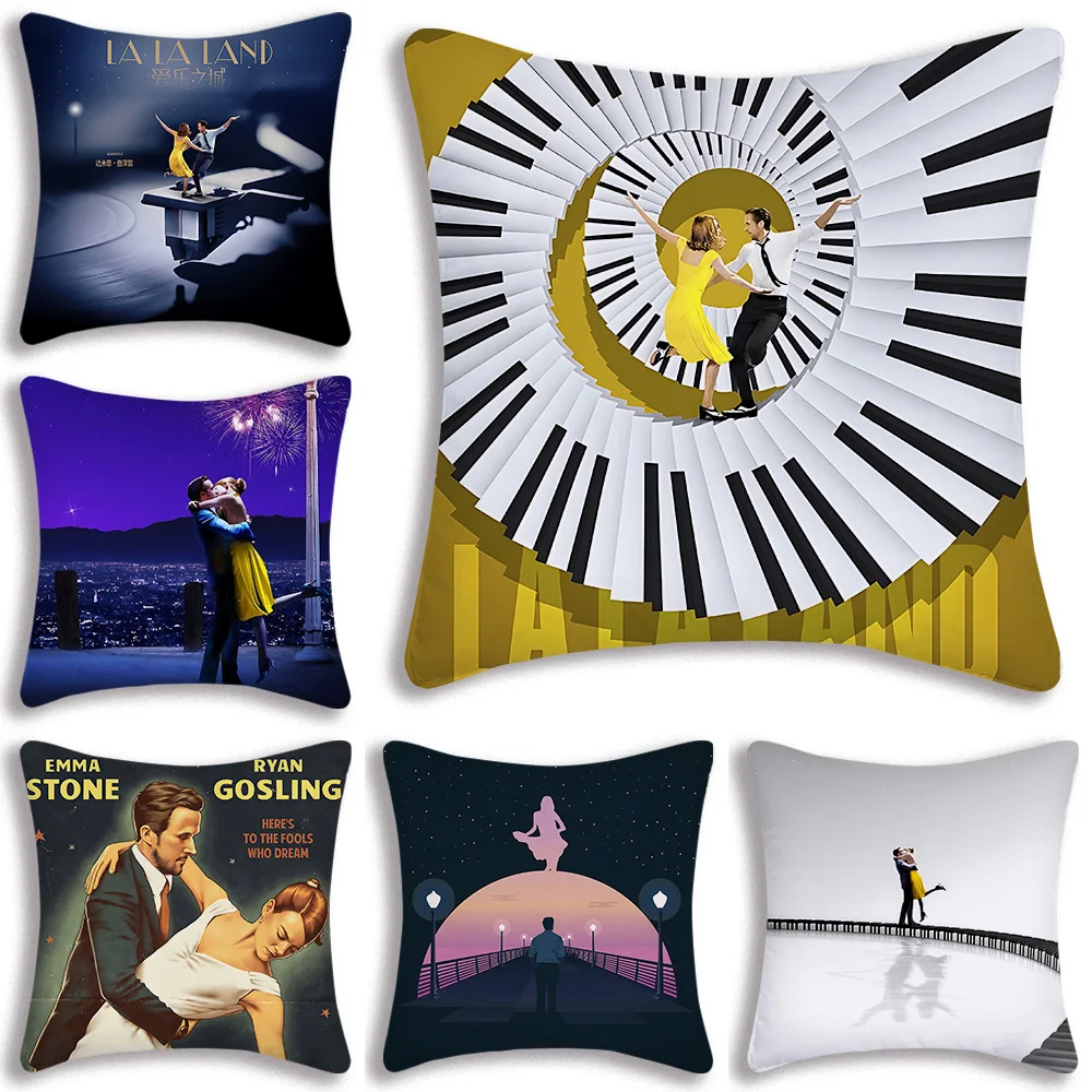 La La Land Movie Pillow Covers Cartoon Sofa Decorative Home Double-sided Printing Short Plush Cute Cushion Cover