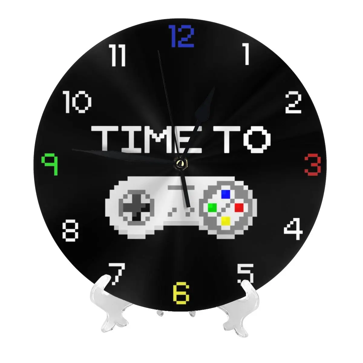 Time To Game 8-Bit Design Modern Simple and Wall Hung Clock for Study Bedroom Living Room Bathroom