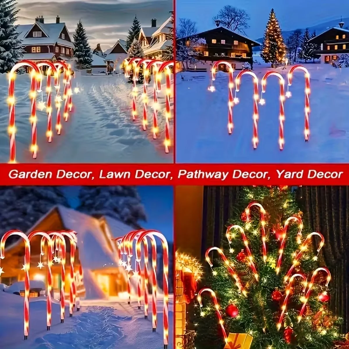 أضواء حلوى عيد الميلاد الشمسية الروطان زينة العطلة في الهواء الطلق لإضاءة عيد الميلاد حديقة مسار ساحة عطلة الطرف الديكور