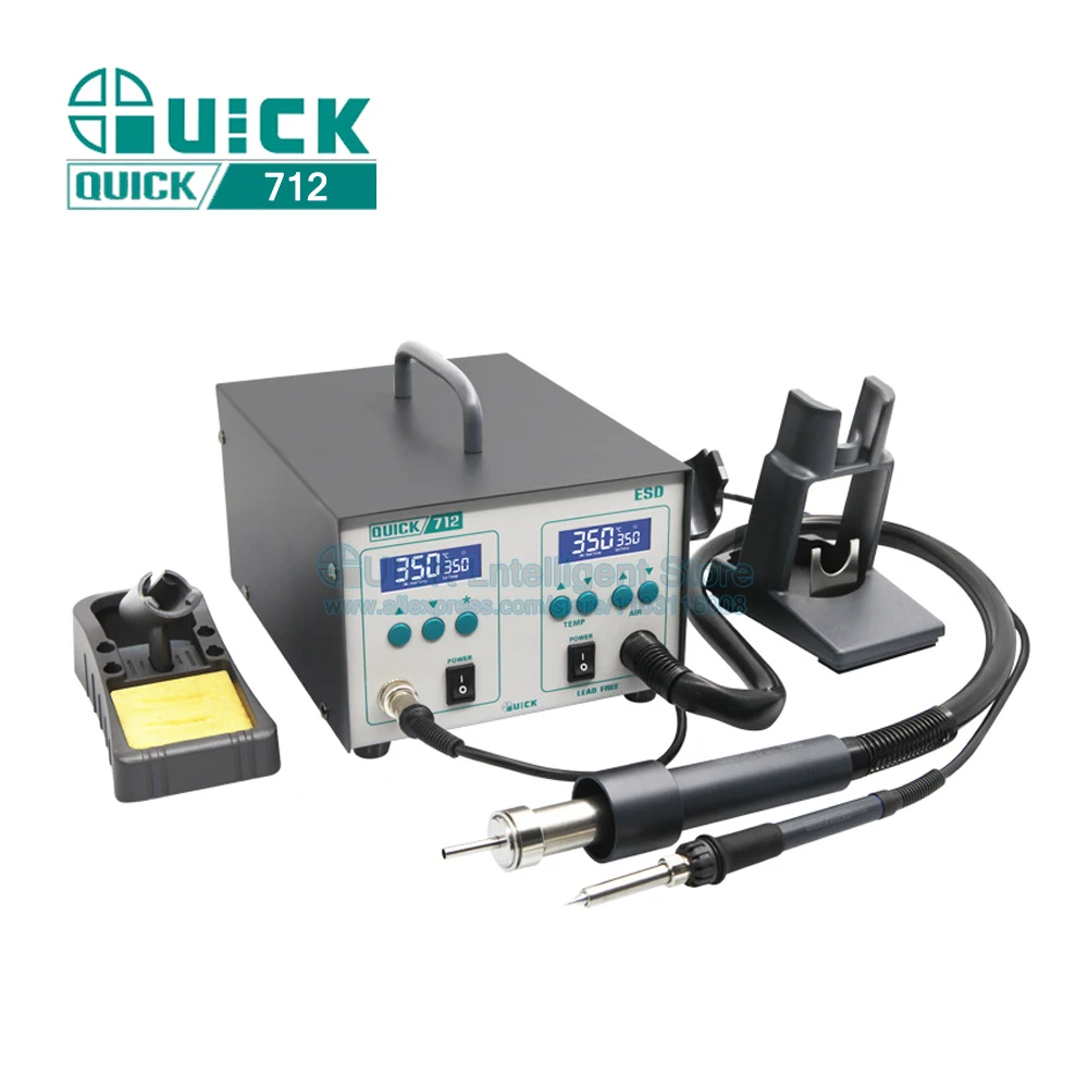 

Паяльная станция QUICK 712 2 в 1, 861DW, пистолет горячего воздуха, 1000 Вт, 203 ч, электрические паяльники, 90 Вт, паяльная станция с двойным цифровым дисплеем