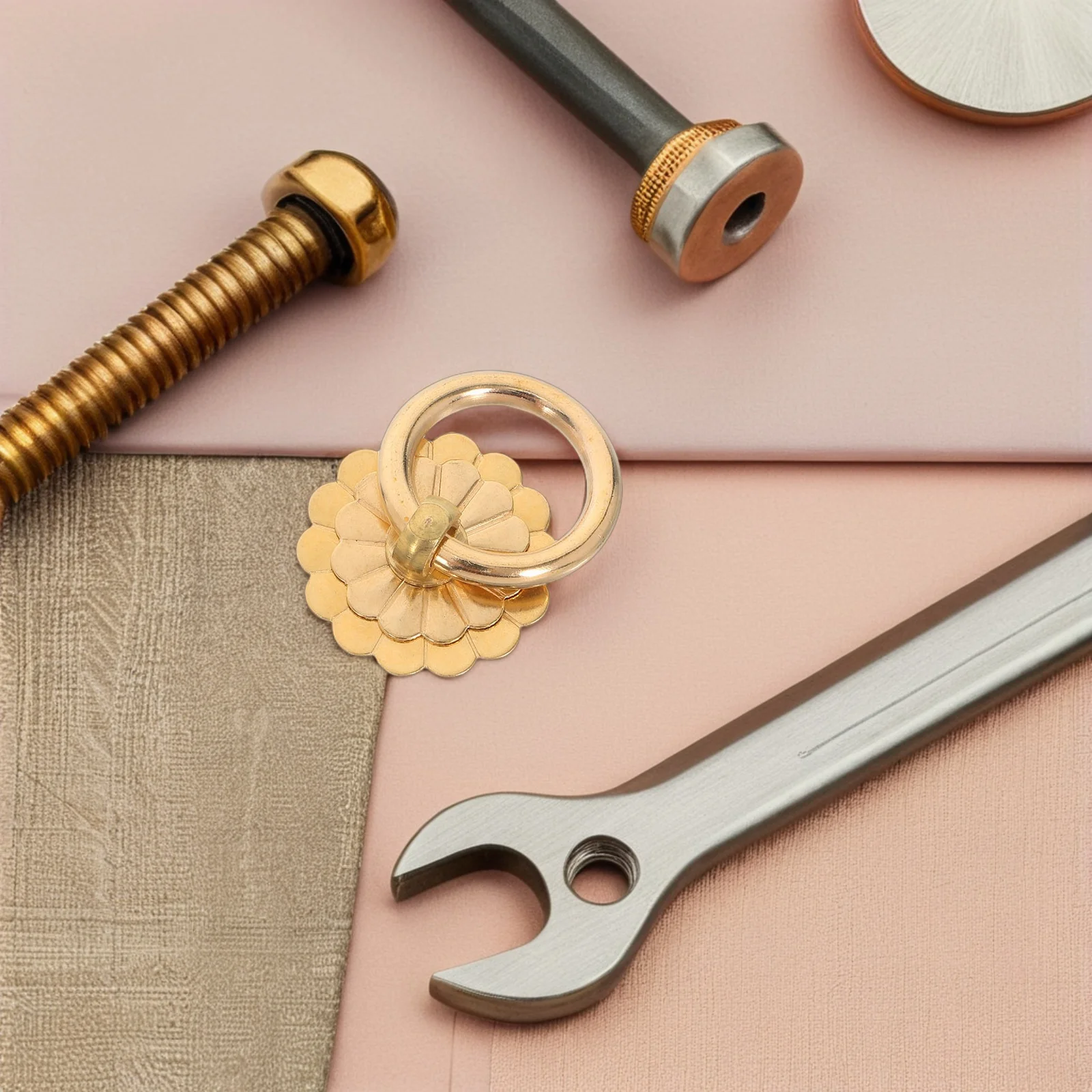 

6pcs Brass Drawer Pulls Round Solid Cabinet Handles Vintage Style Kitchen Furniture Hardware Knobs For Cupboard Wardrobe