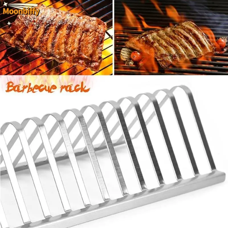 Barbecue Meat Rib Rack Stainless Steel Roasting Stand Outdoor BBQ Accessories For Picnic Camping Barbecue DIY Roasting Stand 바베큐