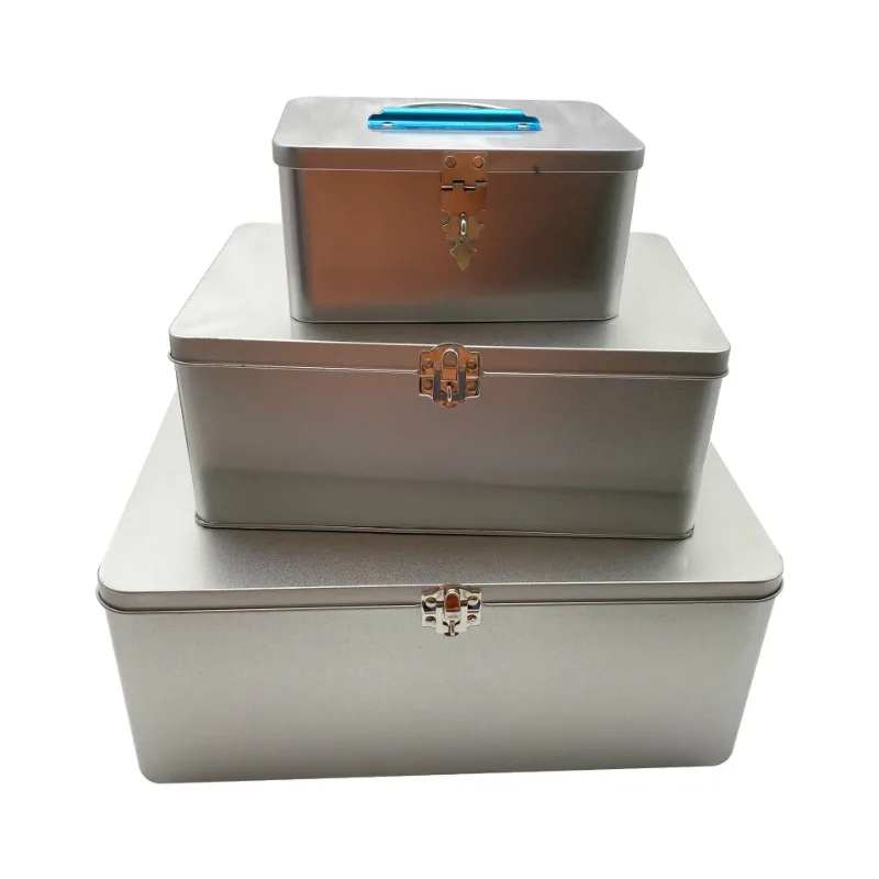 

Металлический ящик, сейф с замком, прямоугольный семейный ящик для хранения, ящик для инструментов