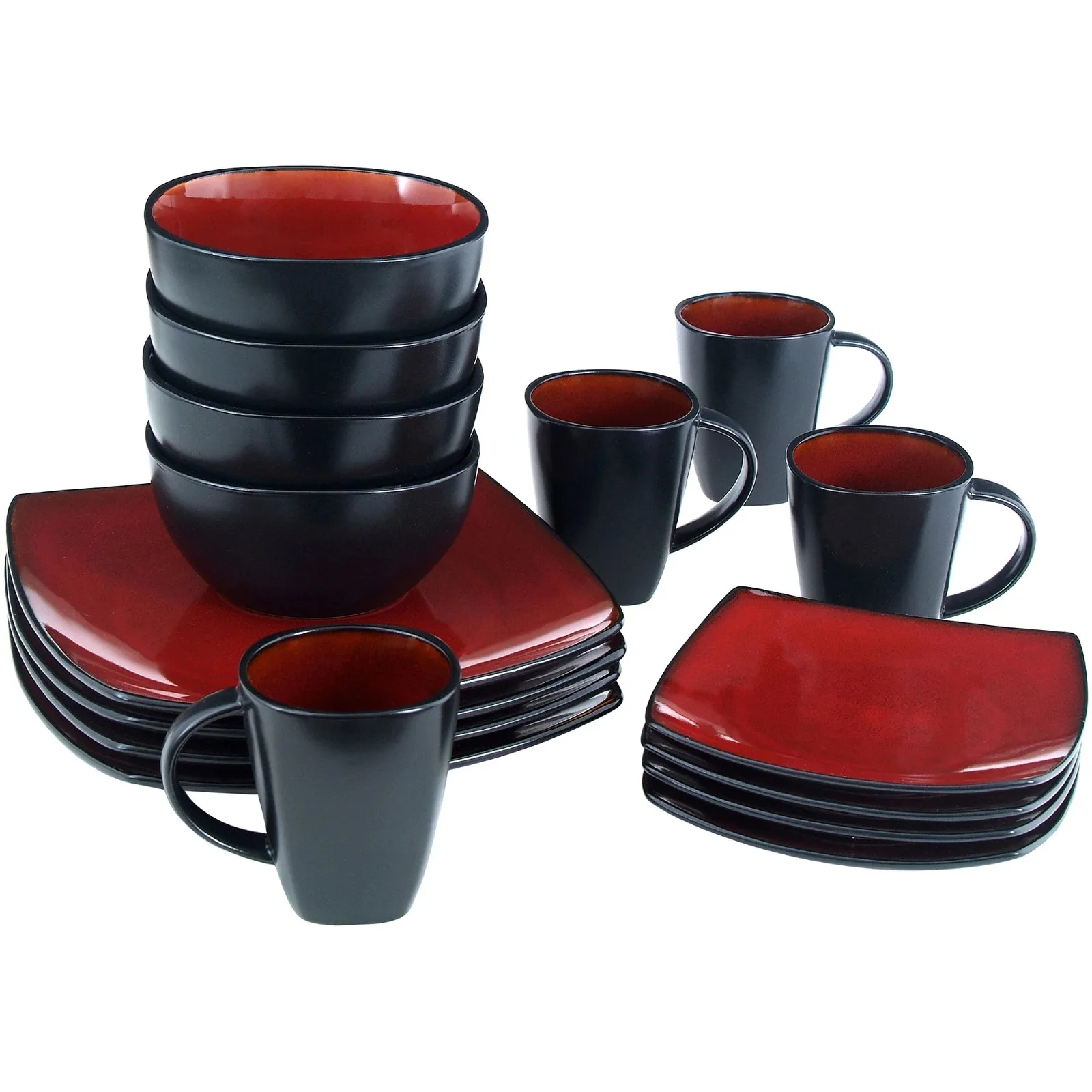 

US Better Homes Gardens 16-Piece Dinnerware Set, Tuscan RedMicrowave safe Square-shaped dinnerRed, is dishwasher safe