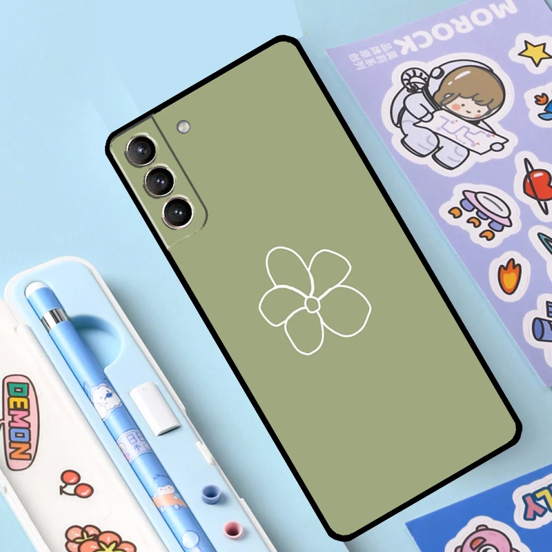 Aesthetic Sage Green Case For Samsung Galaxy S23 S22 S21 Ultra S20 FE S9 S10 Note 10 Plus Note 20 Ultra Full Cover