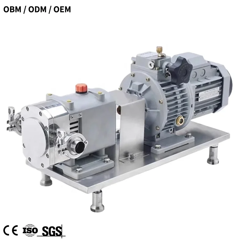 Small Mini Rotary Lobe Pump Tomato Paste High Pressure Rotary Sanitary Lube Rotor Rotary Pump For Milk 5m3/h 3.kw Dn32 200 L/h