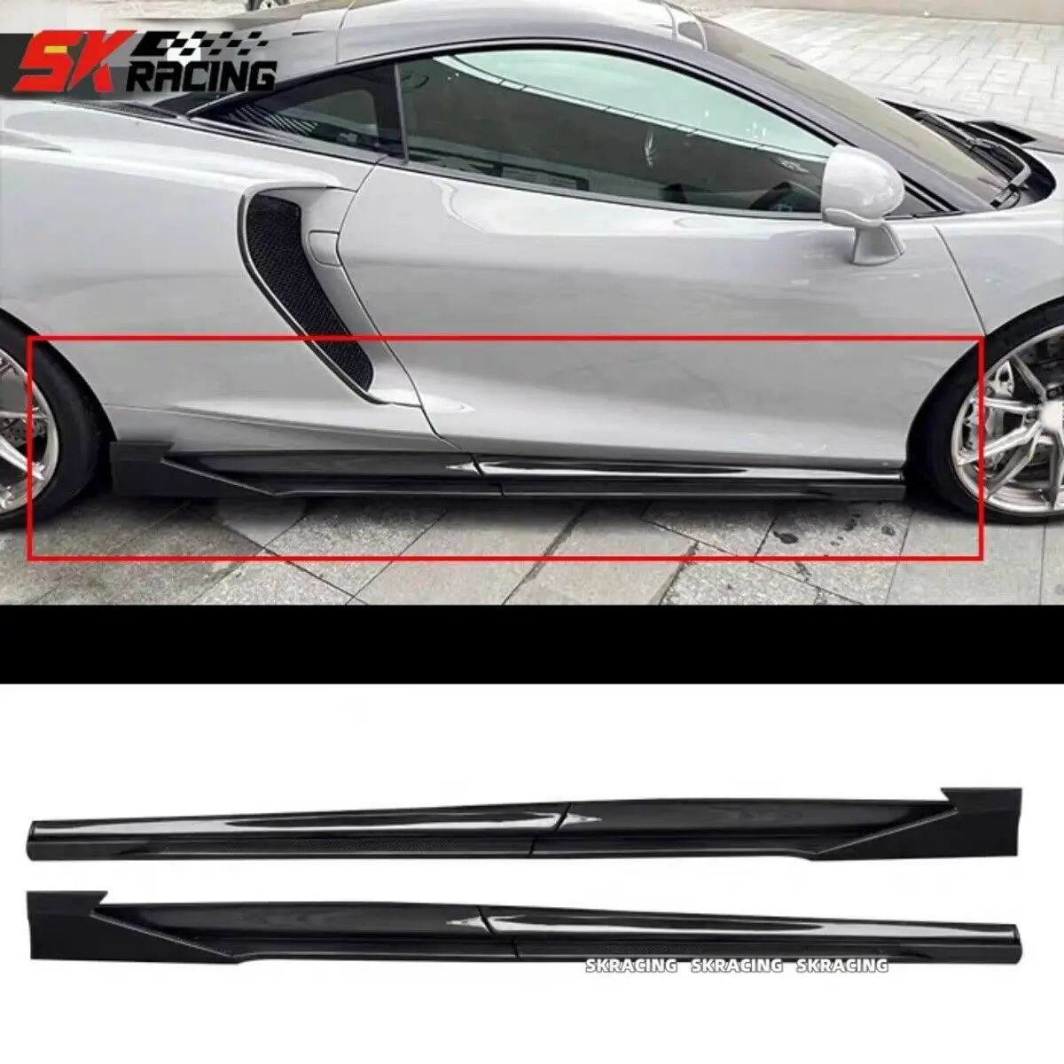 New Style Dry Carbon Fiber Side Skirts Extension Panel Bodykits 4PCS For McLaren 2019-2023