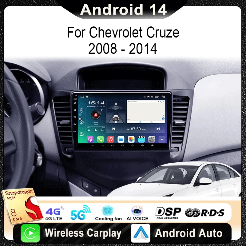 

For Chevrolet Cruze J300 2008 - 2014 Car Radio Multimedia Video Player Navigation Stereo GPS Android14 wireless Carplay