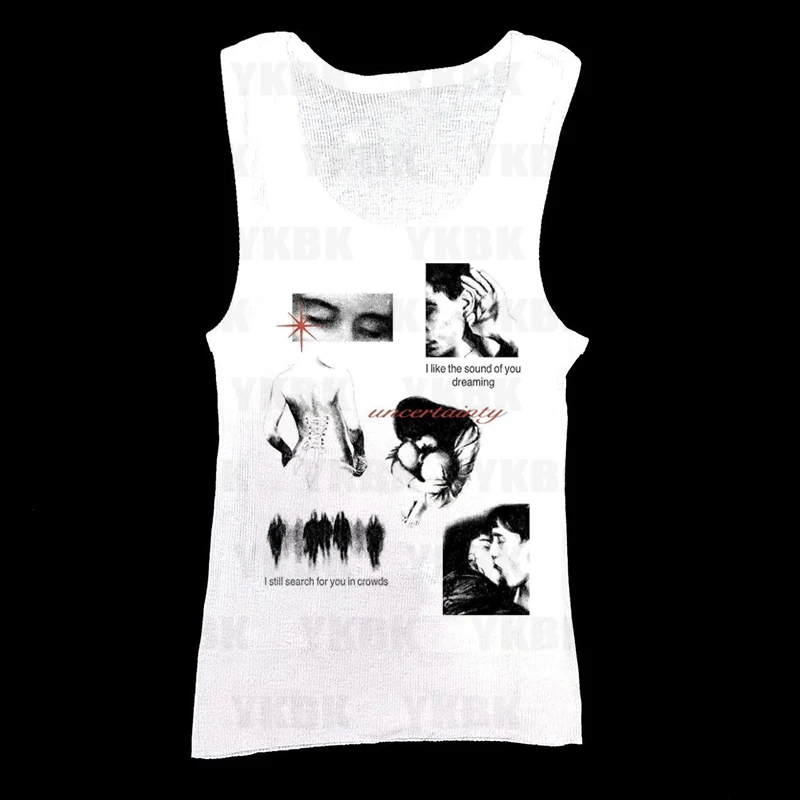 Women Casual Harajuku Anime Fashion Fashion Short Tops Y2k Summer Cute Cartoon Print High Street Gothic Sleeveless T-shirts Girl