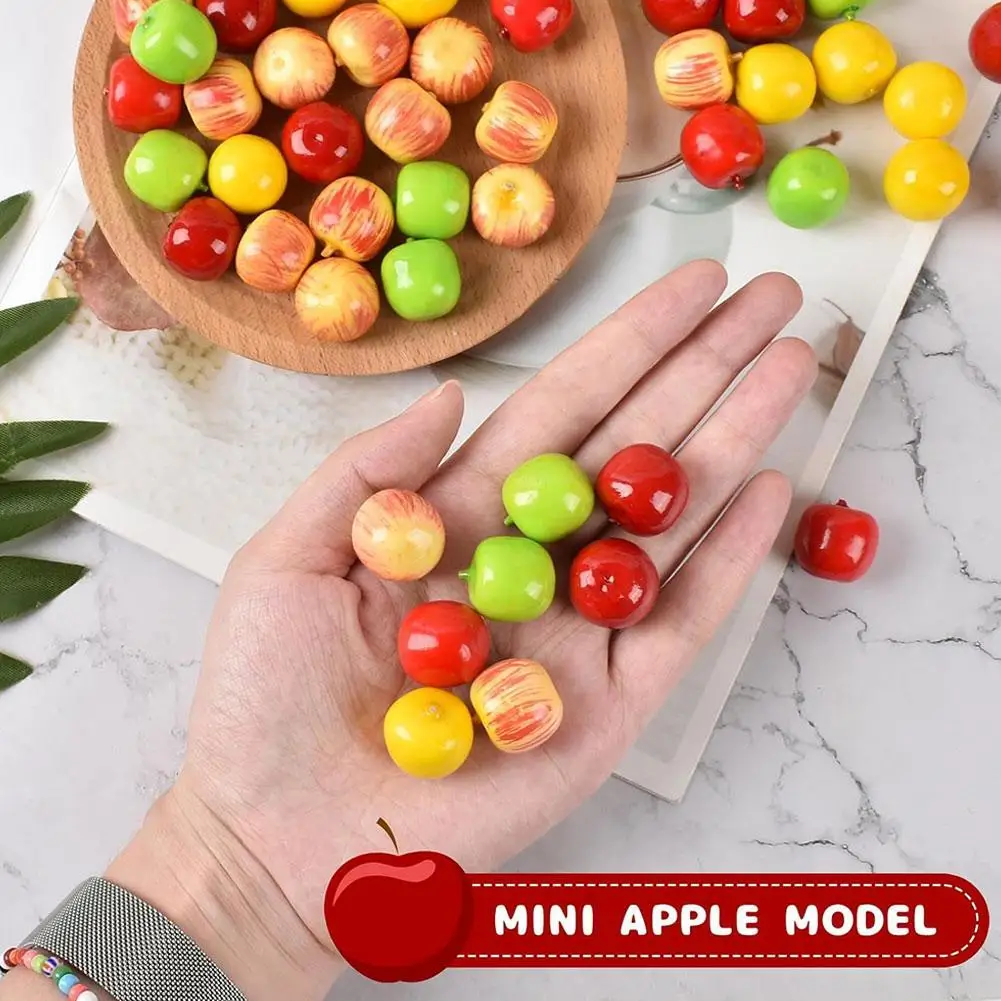 100Pcs Mini Simulation Small Fruit Realistic 3D Colorful Apples DIY Crafts Home Decor Floral Arrangements Simulated Apples