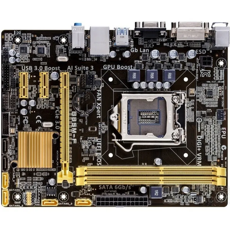 B85M-F computer motherboard, B85 LGA 1150 4xSATA III, 2xSATA II interface B85M-V PLUS