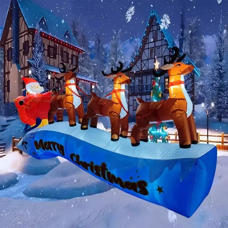 

3,6 м надувные рождественские украшения Санта-Клаус сани Рождественский олень уличный декор со встроенной светодиодной подсветкой Рождественский декор