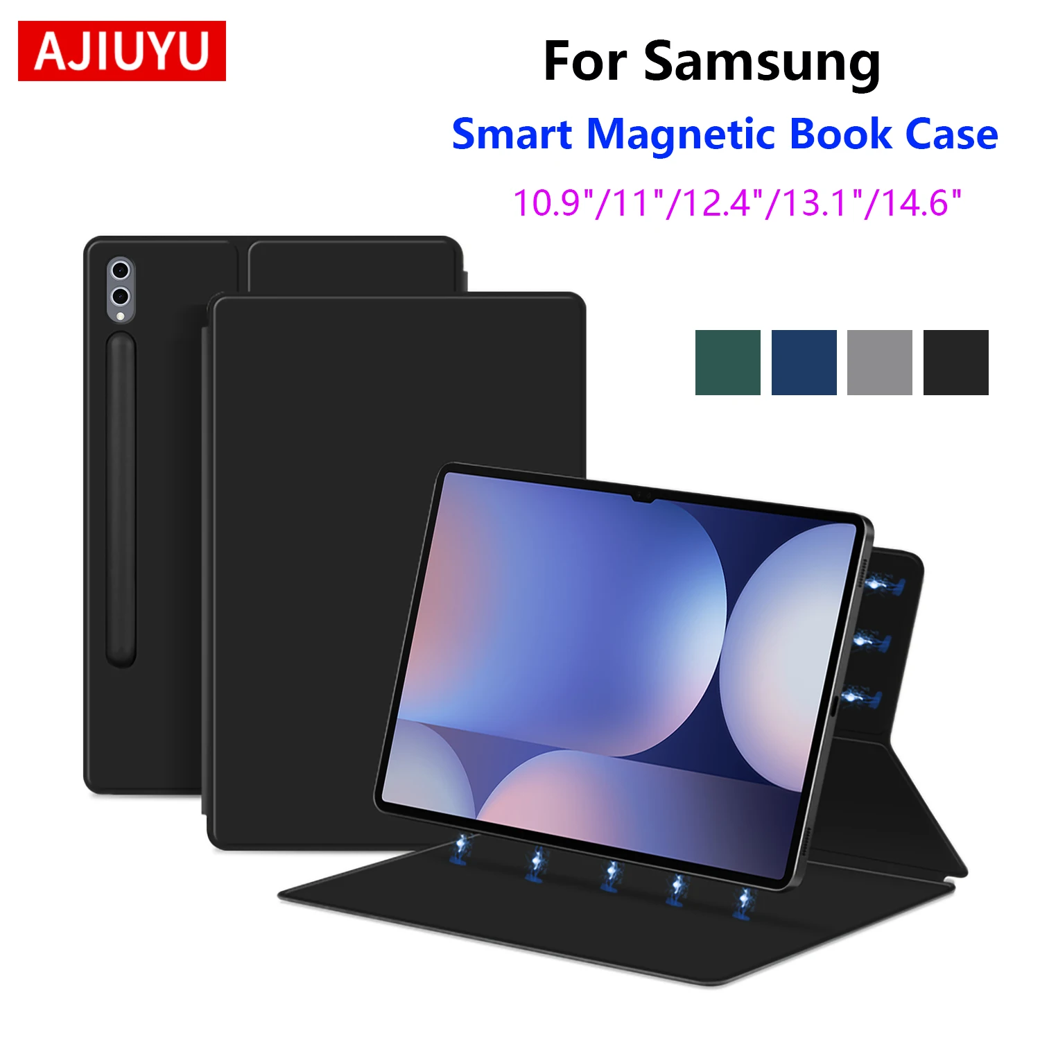 For Samsung Galaxy Tab S10 S9 S8 S7 FE Plus 10.9 11 12.4 13.1 Inch Magnetic Case for Tab S10 S9 S8 Ultra 14.6 Pencil Holder Case