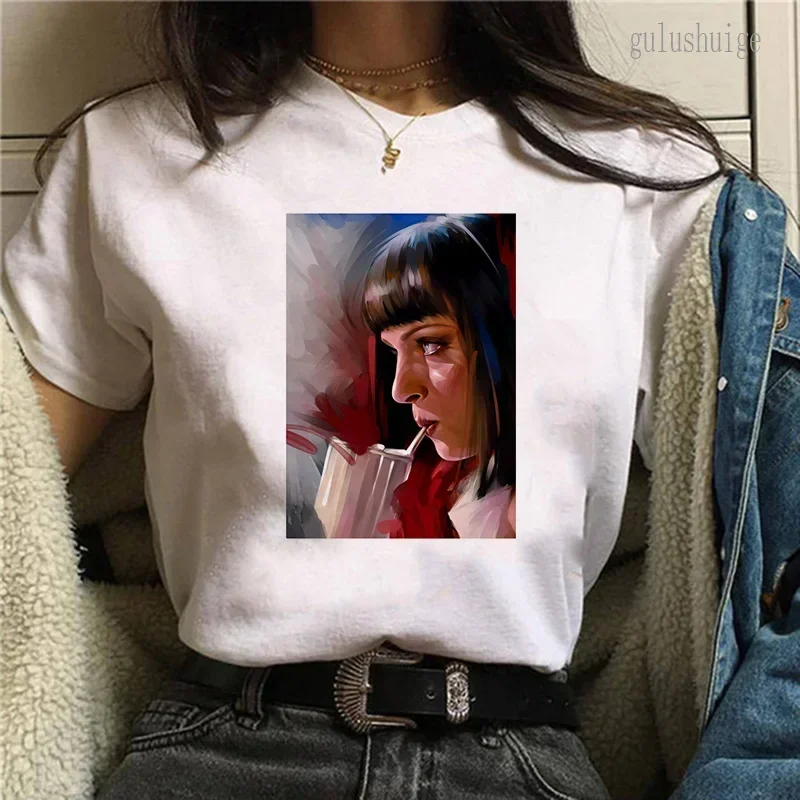 Pulp Fiction film zabawny nadruk T-Shirt dziewica Mary Mia koszulki T Shirt kobiety Harajuku Ullzang 90s koreański Unisex T-shir damski