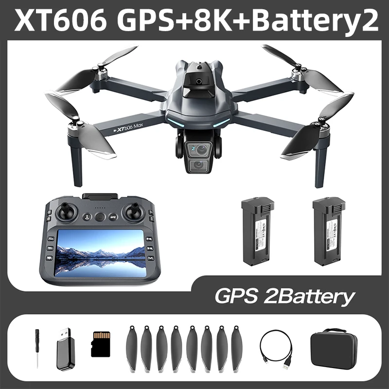 Lenovo XT606 GPS Drone 4K Professioneel 8K HD Dubbele Camera Gimbal 360 ° Obstakelvermijdende borstelloze RC quadcopter drone speelgoed