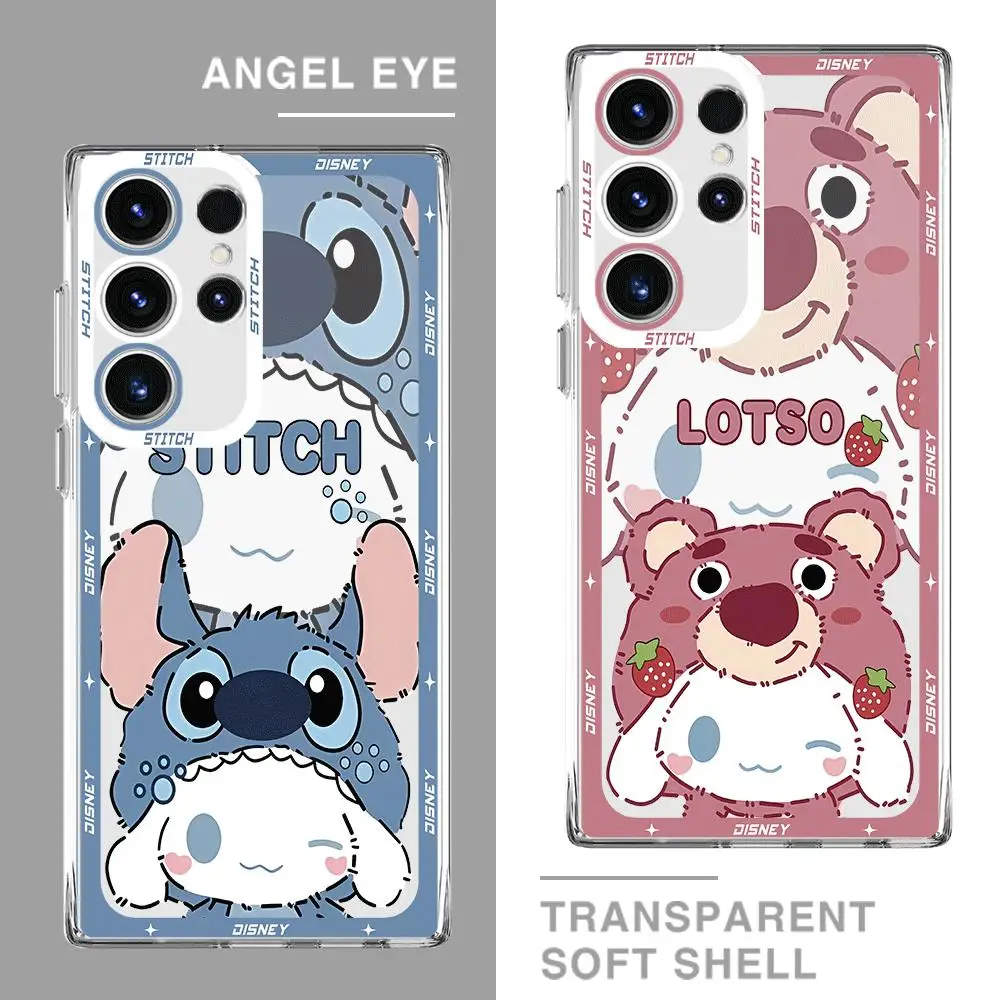 Cartoon Disney Stitch Case for Samsung Galaxy S24 Ultra S20 FE S21 S22 Plus S23 FE S22 Ultra S20 Ultra Clear Silicone Cover