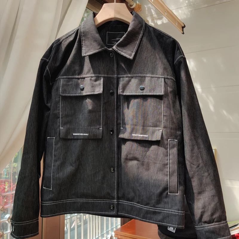 

Повседневная вышитая полосатая куртка Qui Dry, двухслойная модная рабочая одежда ort Sle для мужчин и женщин, весенне-летняя верхняя одежда