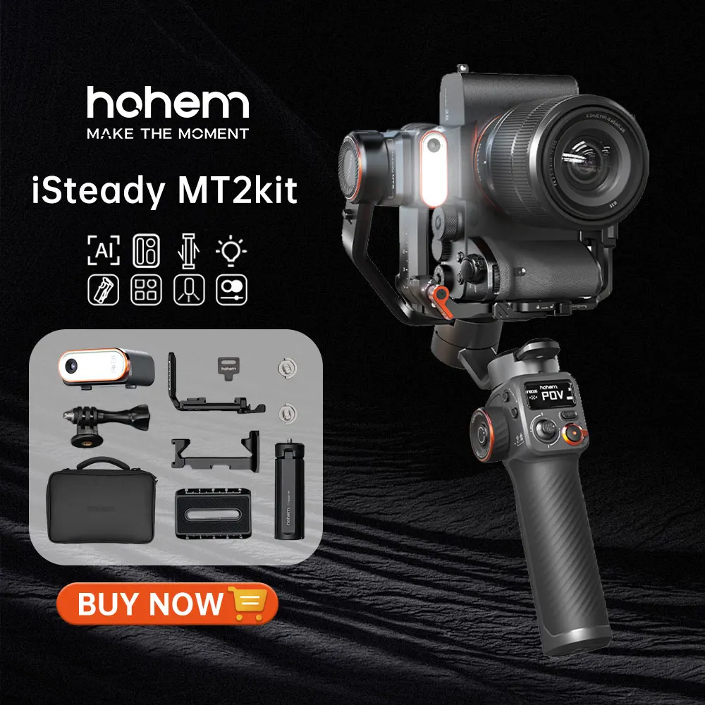 Hohem MT2 Kit for Mirrorless Camera Action Camre Smartphone, Stabilizer for Sony/Nikon/Canon Stands for photographic apparatus