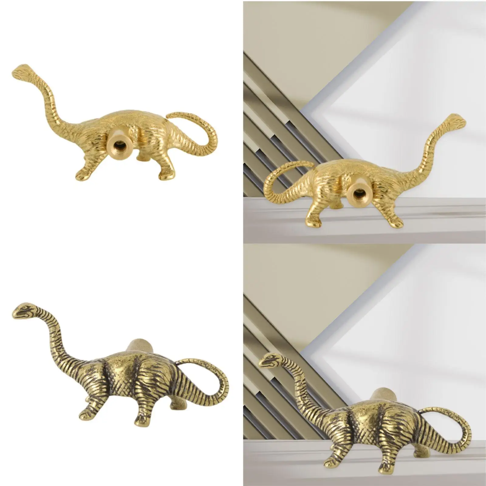 Brass Door Handle Small Dinosaur Shape Door Pull Easy to Install Farmhouse Closet Drawers Wardrobe Home Decoration Hardware