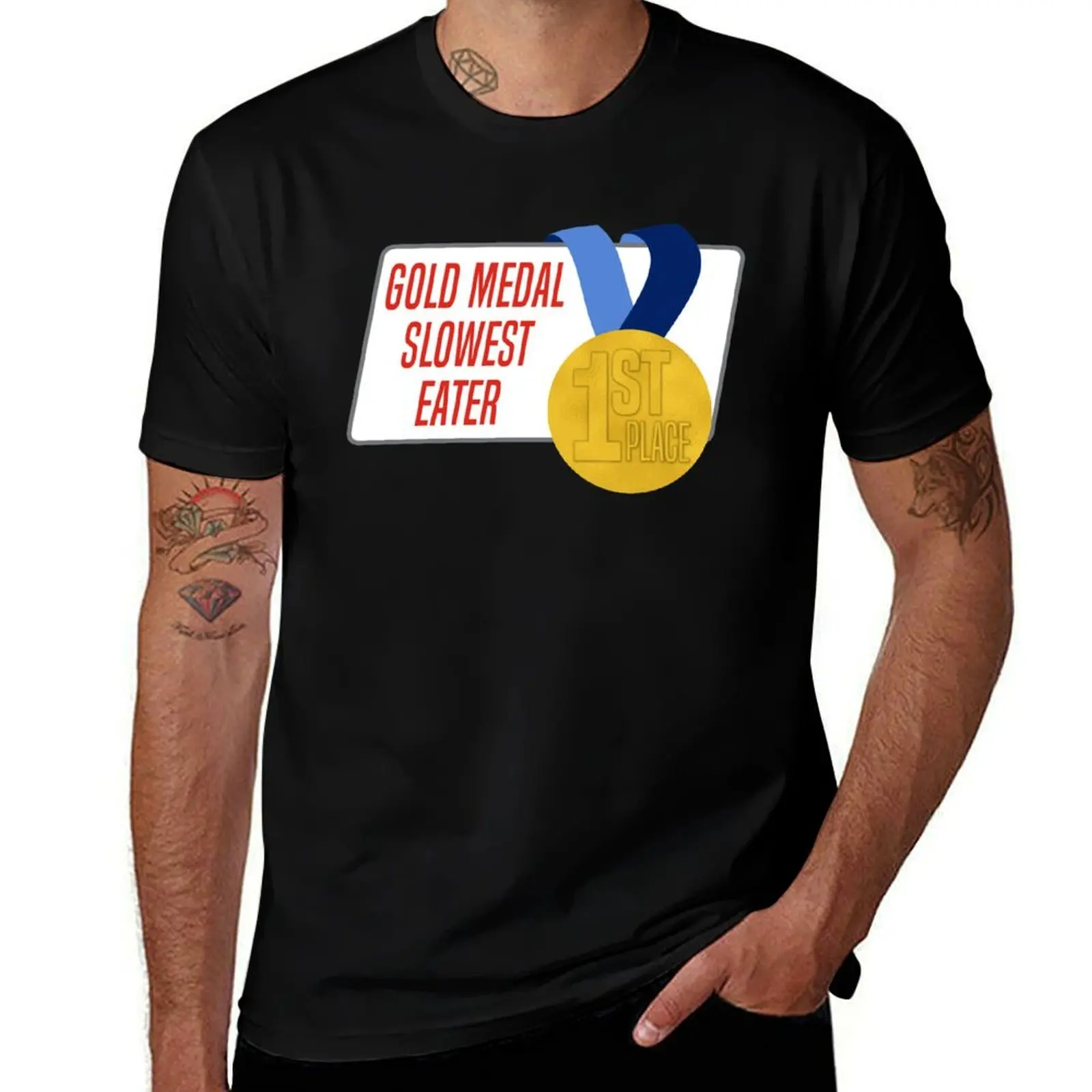 Slowest Eater Gold Medal Funny Family Award Gift T-Shirt affliction shirts croswit shirt man graphic tee shirt Men's t-shirts