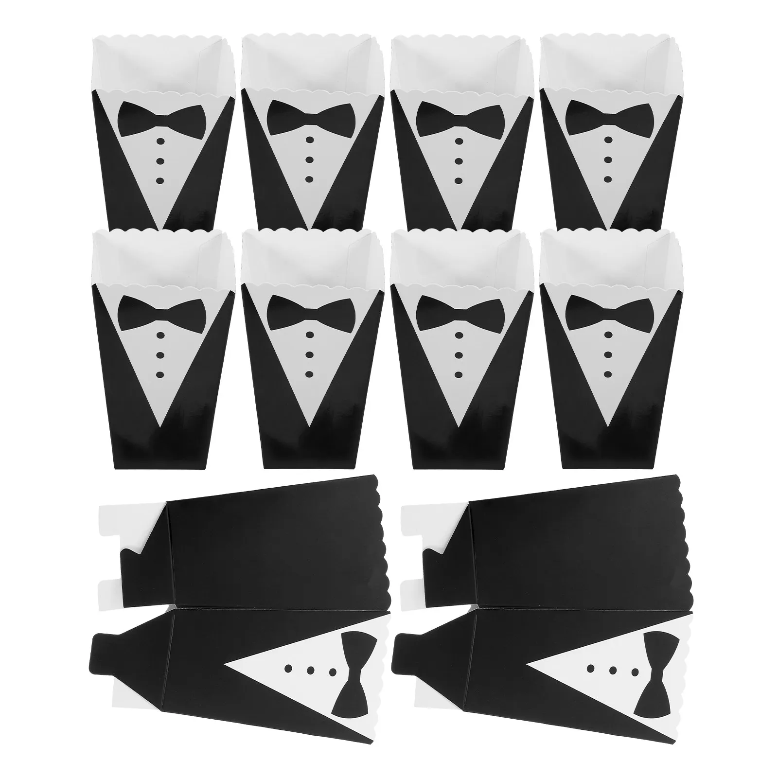 50Pcs Tuxedo Popcorn Boxes Paper Large Capacity Easy Assemble Popcorn Containers Ideal for Parties Movie Night Treat Boxes