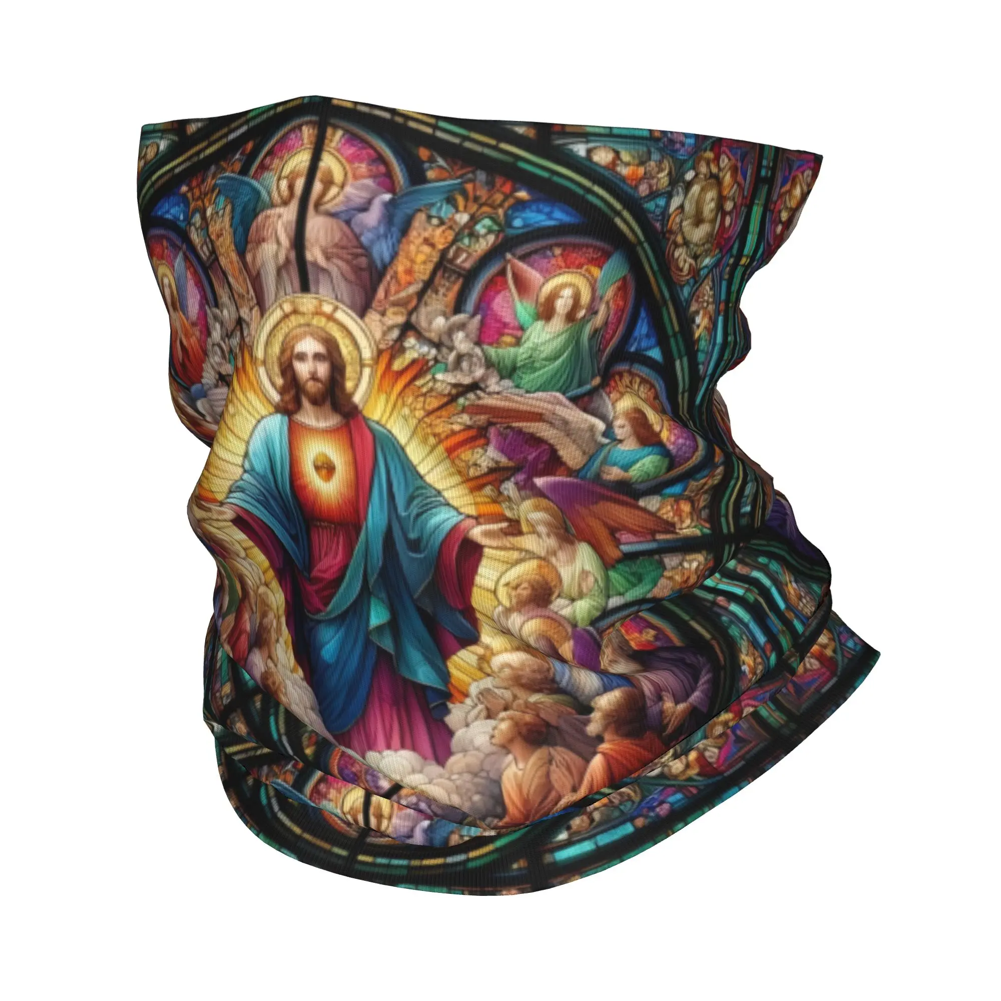 Custom Catholic Jesus Christian Faith  Bandana Neck Gaiter for Ski Hunting Women Men Wrap Scarf  Headband Warmer