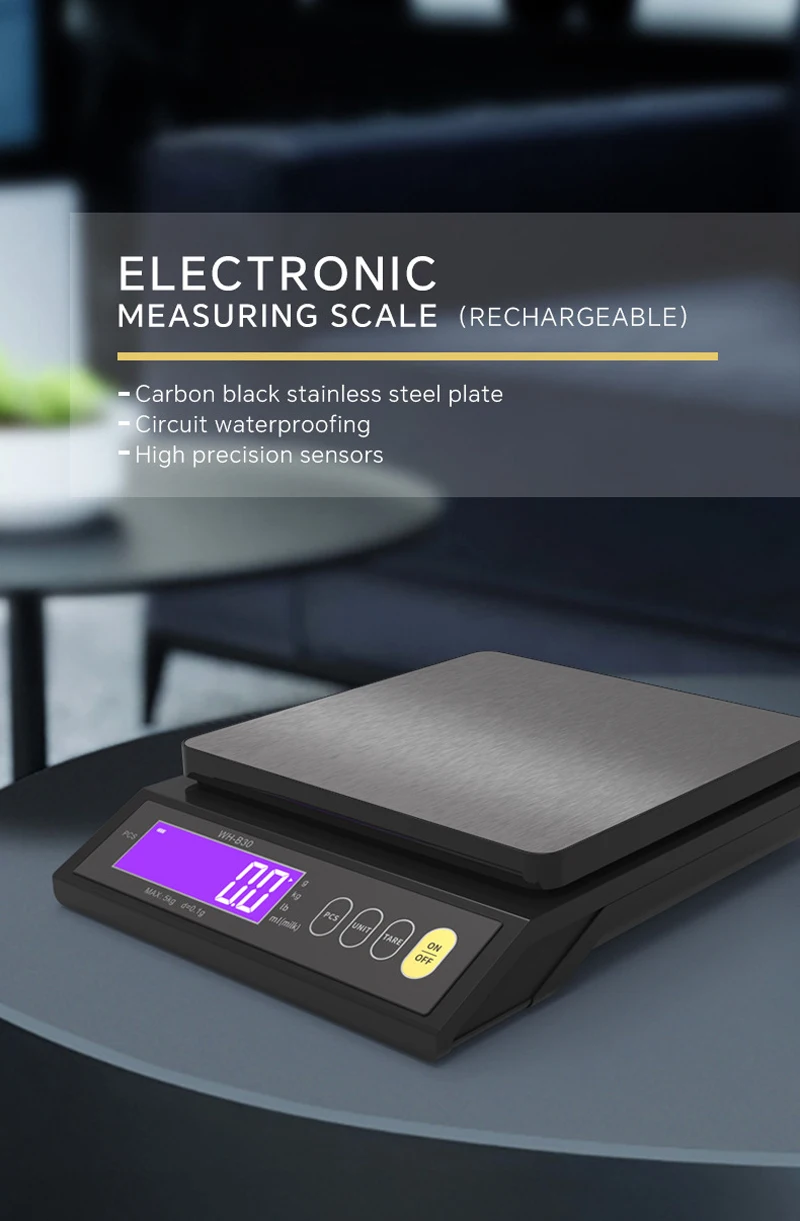 5kg/10kg/0.1g 10kg/1g Digital Electronic Kitchen Scale LCD  Waterproof Stainless Measuring Weighing Baking Tool Built in Battery