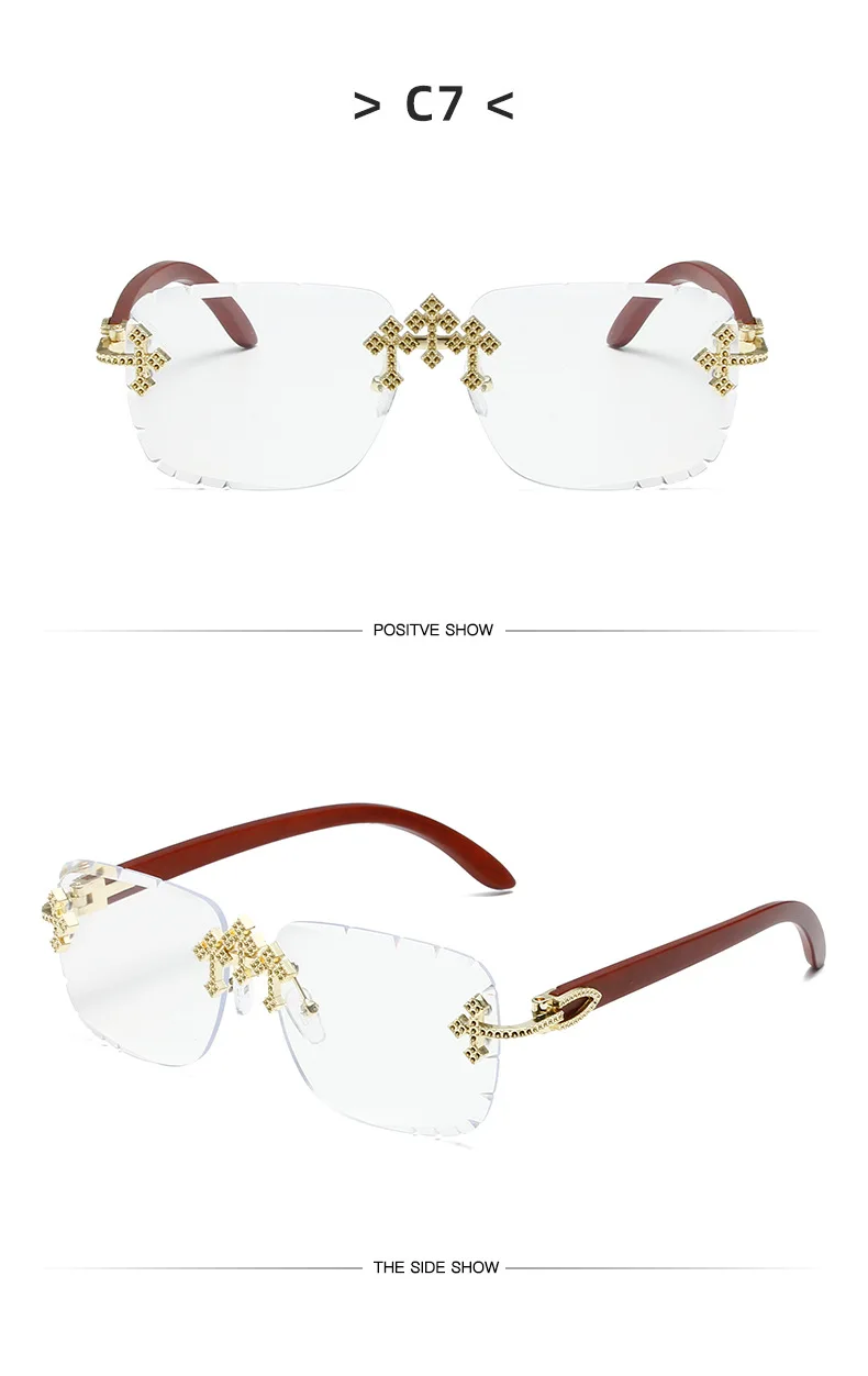 Steampunk Randlose Quadratische Sonnenbrille Männer 2026 Luxus Marke Vintage Schneiden Objektiv Sonnenbrille Für Männliche Trendy Rahmenlose Shades UV400 – Detail 14