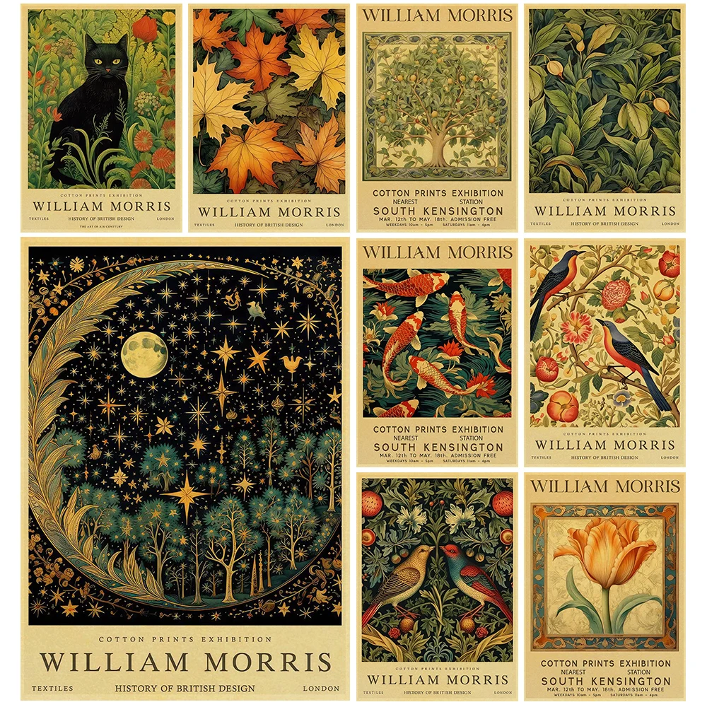 

Vintage William Morris Posters Nostalgia Kraft Paper Print Coffee Home Decoration Chambre Bedroom Aesthetic Canvas Painting