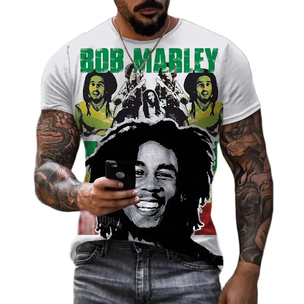 

Men's T Shirt Rock Bob Marley Hip Hop Punk Harajuku Oversized T-Shirts Fashion Trend Streetwear Leisure O-neck Short Sleeve Tops