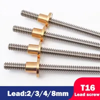 T16 Lead Screw 100mm 150 200 250 300 350 400  500 600mm lead 2/3/4/8mm screw large lead trapezoidal screw 3D printer part