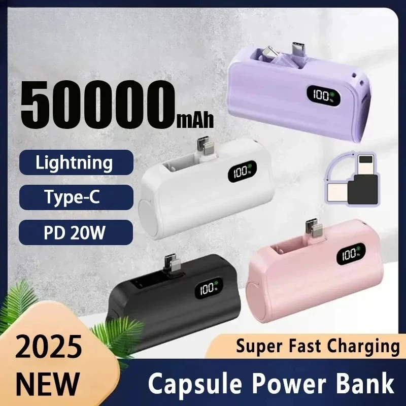 ONEPLUS Mini Power Bank 2-in-1 Large Capacity Fast Digital Display Portable Fast Charging External Battery for Iphone 50000mAh