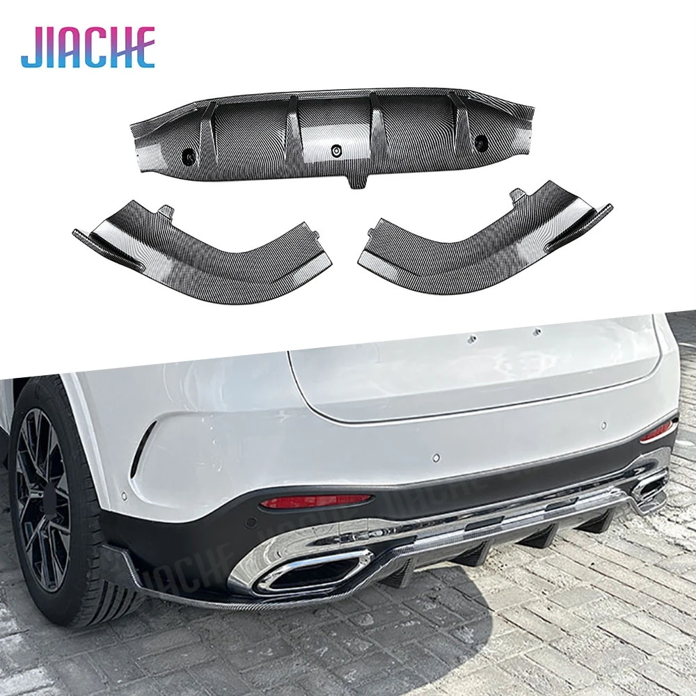 

Rear Bumper Lip Diffuser Spoiler 3PCS ABS Carbon Look Gloss Black Rear Lip For Mercedes Benz GLC Class X254 GLC260 300 2023+