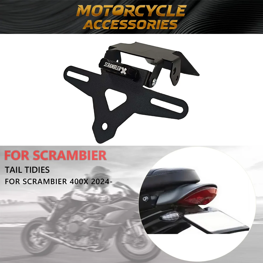 

For Scrambler 400X Motorcycle LED License Plate Frame Holder Mount - Universal Plates Bracket Accessories