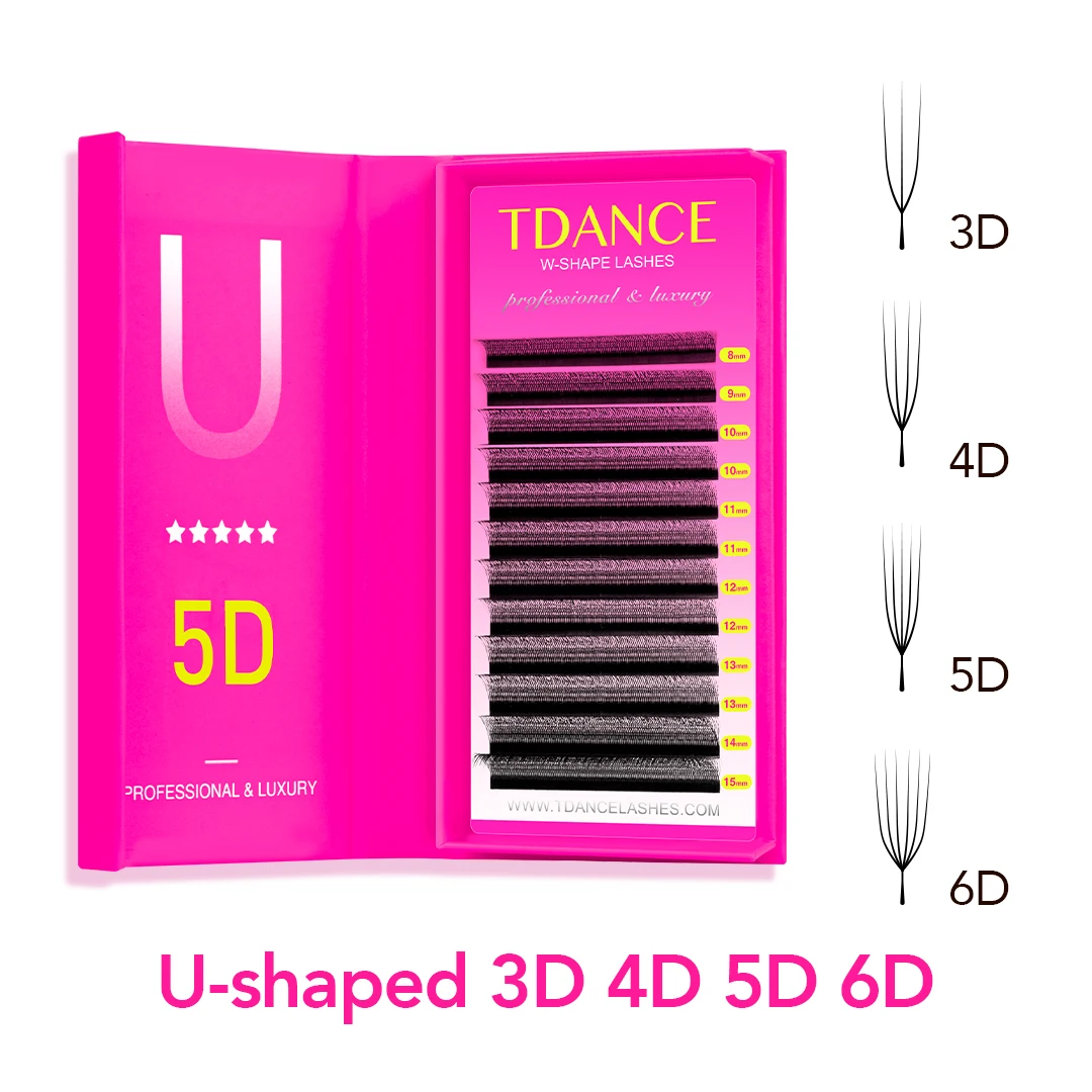 TDANCE U-Style 3D 4D 5D Wimpern Einzellänge 8-15MM Wimpernverlängerung Handgefertigt Weich Neuer Stil U-Form Bloom Wimpern – Detail 3