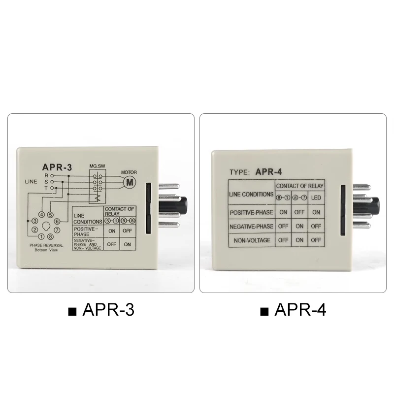 APR-4 APR-3 Anti-phase Loss Reverse Relay Phase Sequence Protector Three-phase Relay AC380V 220V 8 Pin with Base