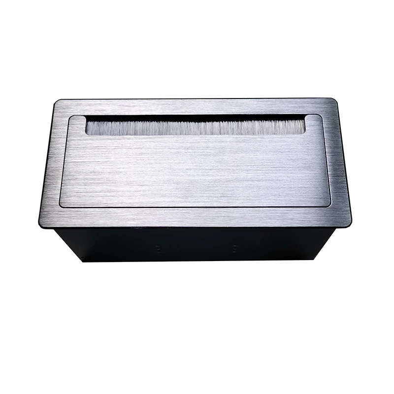 Hidden Table Power Outlet Flip up Brush Socket Aluminum Alloy Tabletop Socket Into Desk 2 Power+2 USB Charger+1HDMI