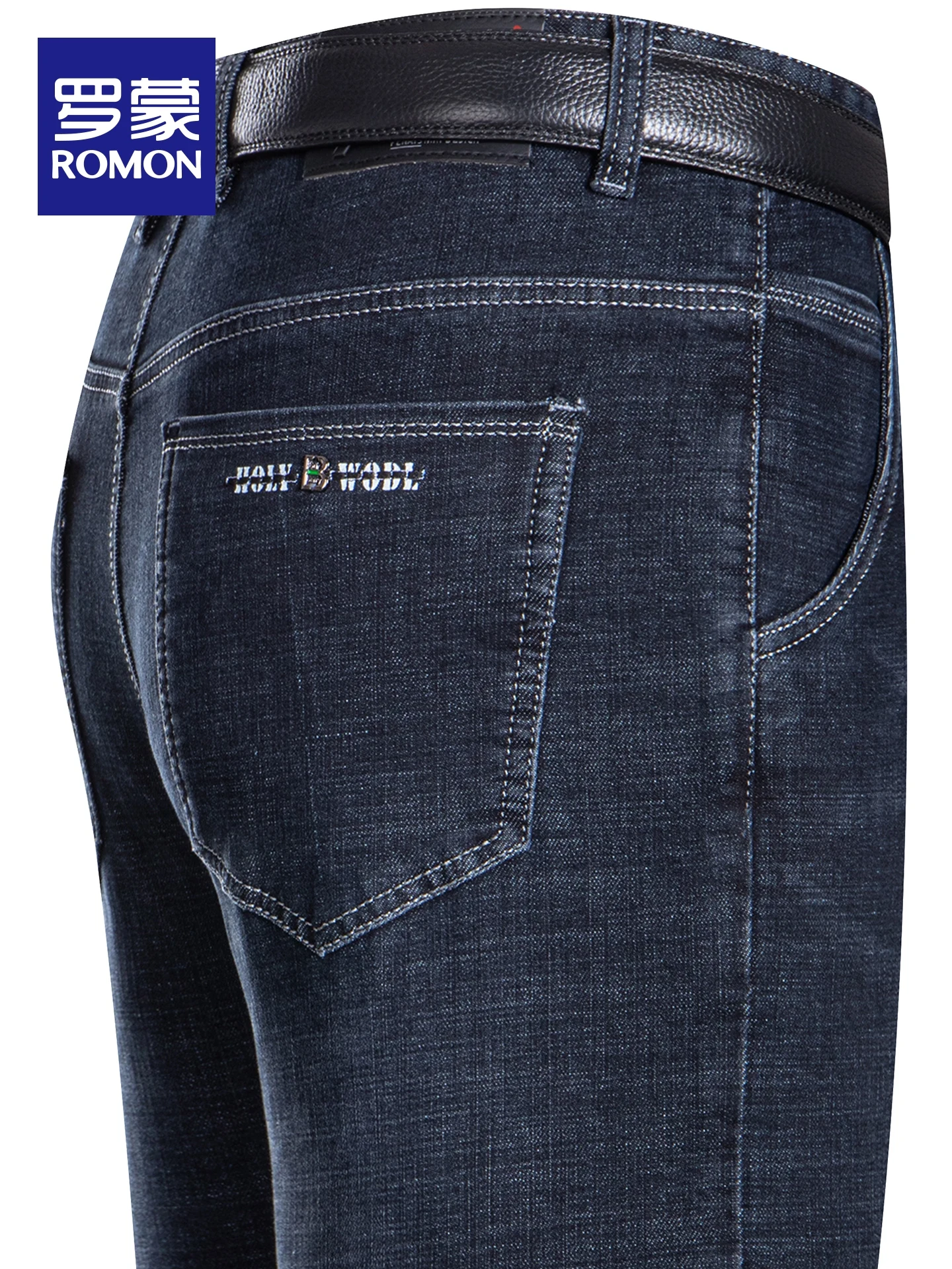 Lormen Men's Fashionable Thickened Jeans Straight Leg Easy Care Versatile Winter New Arrival Lightweight Business Casual Pants