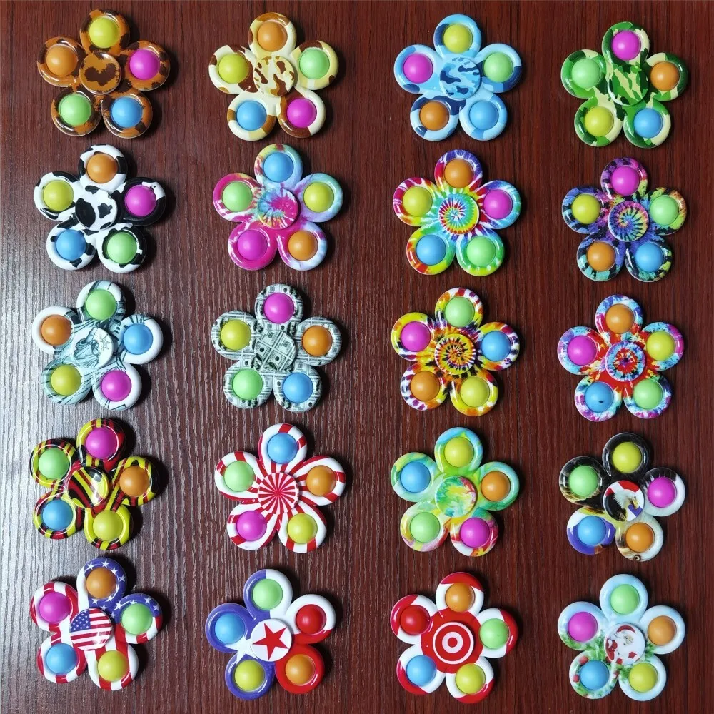 Silicone Rotating Finger Fidget Spinner Bubble Pop Toy for Kids and Adults Stress Relief Sensory Stimulation Game Gift