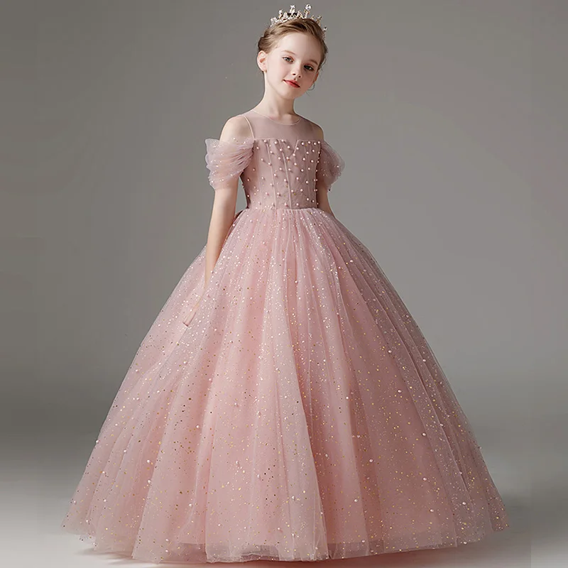 

Girls Top 3D Beaded Shiny Tulle Skirt Wedding Dress Teen Dress Evening Dress Birthday Princess Dress/Custom