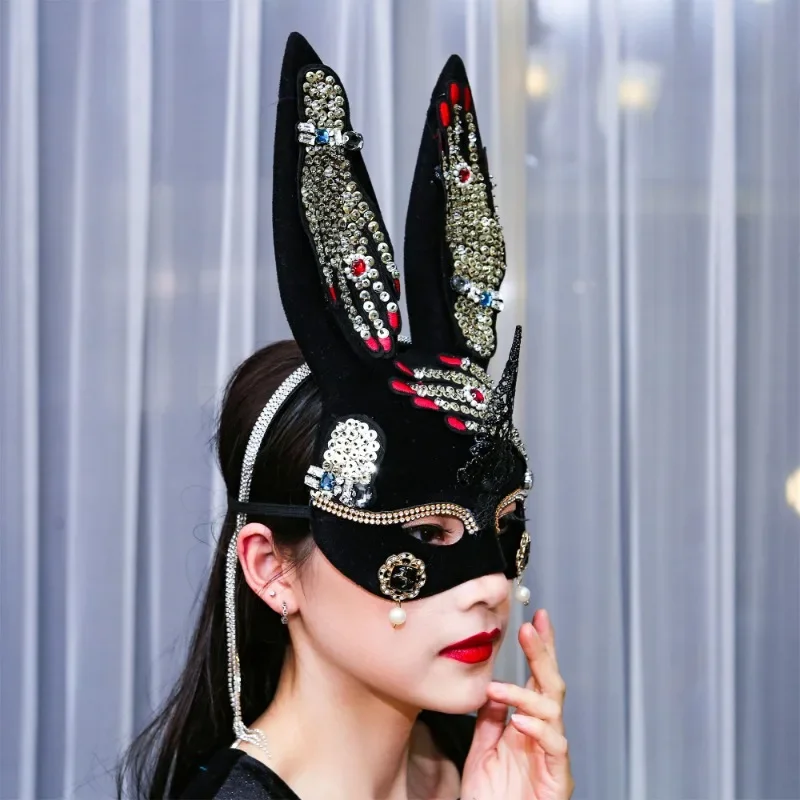 Design Bunny Mask for Women Mens Cosply Ball Fancy Dress Props Masquerade Party Carnaval Mask Rabbit Ear Mask Anime Accessories