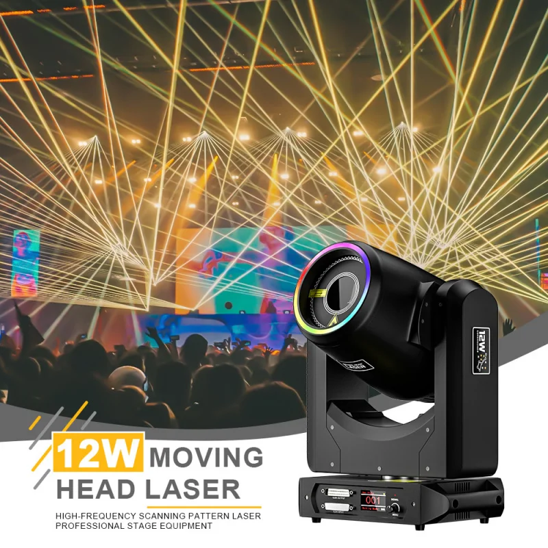 

Лазерный прожектор 12 Вт с подвижной головкой, анимационный RGB-прожектор с апертурой для баров, дискотек, караоке, свадеб, создания атмосферы и сценического освещения