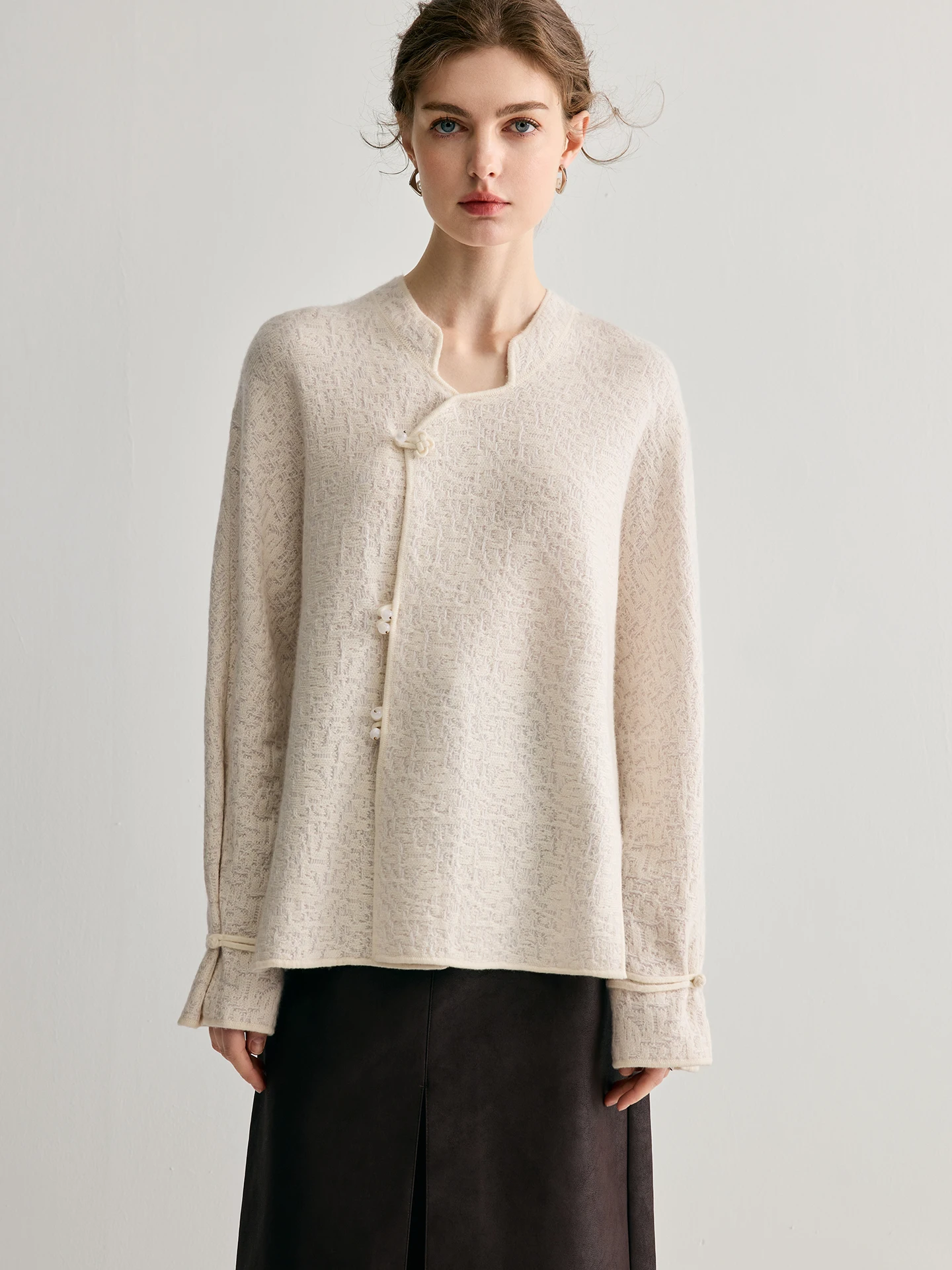 Light Luxury Women's 100% Cashmere Sweater Chinese Autumn Thick Winter Knitwear New Loose Cardigan Lady Long Sleeve Clothes Tops