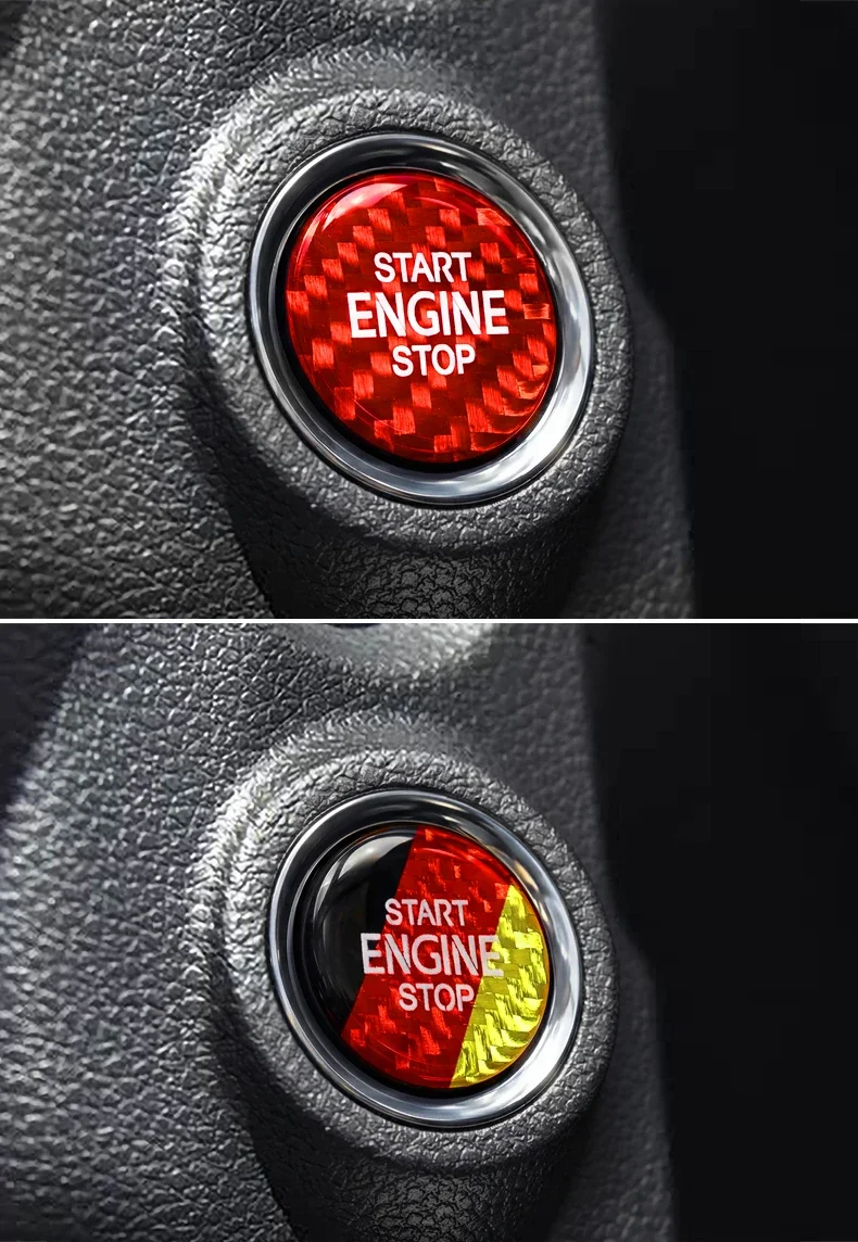 Kohlefaser für Skoda Karoq Kodiaq Superb Octavia Scala Motor Start-Stopp-Knopf Zierleiste Aufkleber Tuning Auto Innenraum Zubehör – Detail 7