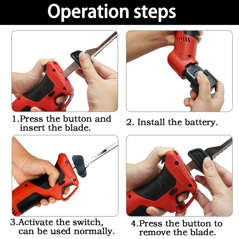 A73T Rechargeable Electric Fillet Knife With 4 Non-Stick Titanium Nitride Blades And 2 Rechargeable Batteries EU Plug